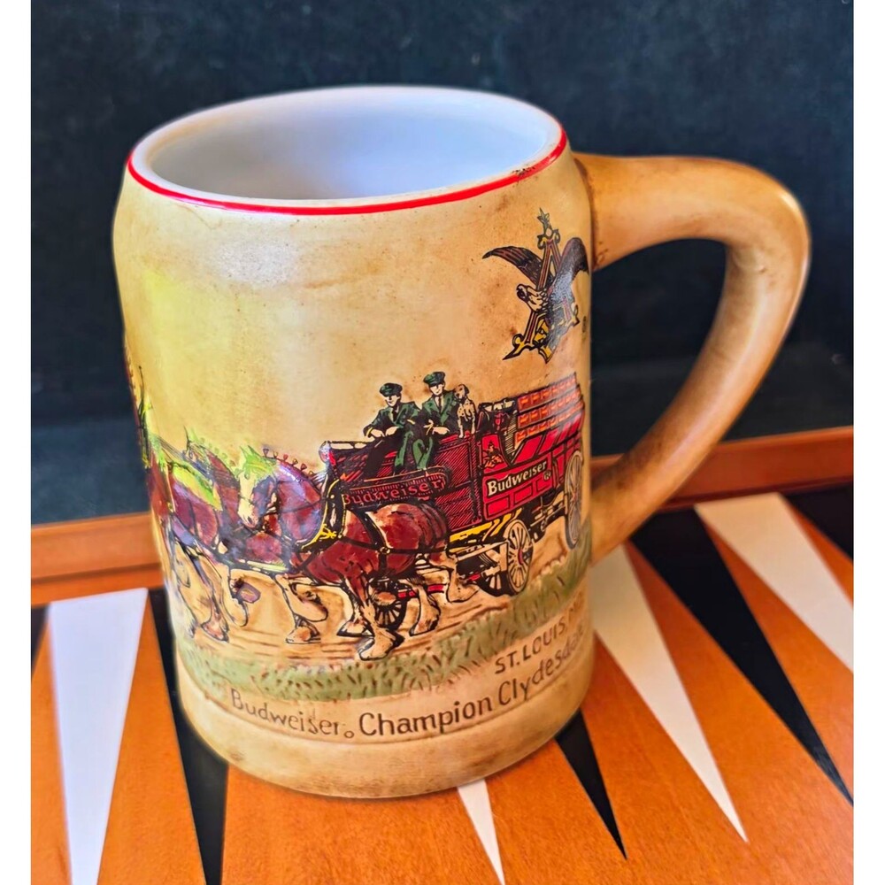 1980 Budweiser Champion Clydesdales St. Louis MO Ceramic Beer Stein Mug